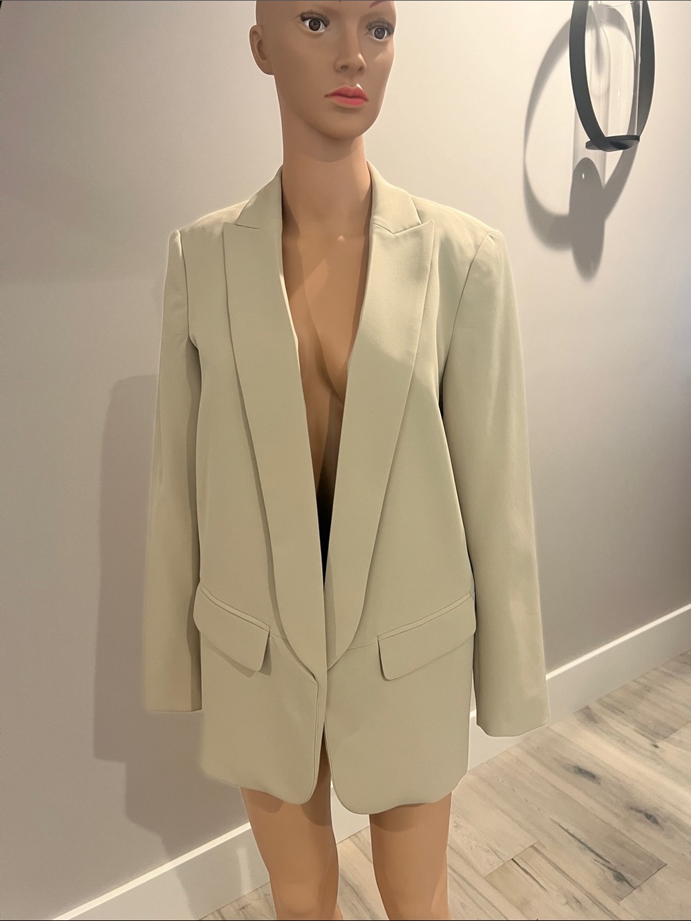 White House Black Market Cream Longline Blazer Jacket